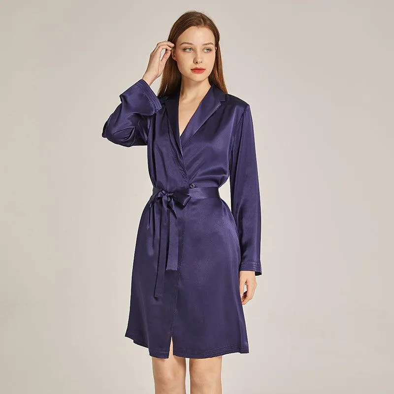 Long Sleeves Elegant Silk Robe For Women 100% Mulberry Silk Bathrobe Silk Nightwear Gifts