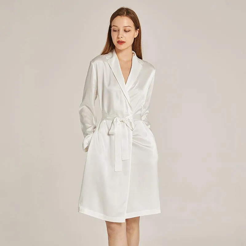 Long Sleeves Elegant Silk Robe For Women 100% Mulberry Silk Bathrobe Silk Nightwear Gifts