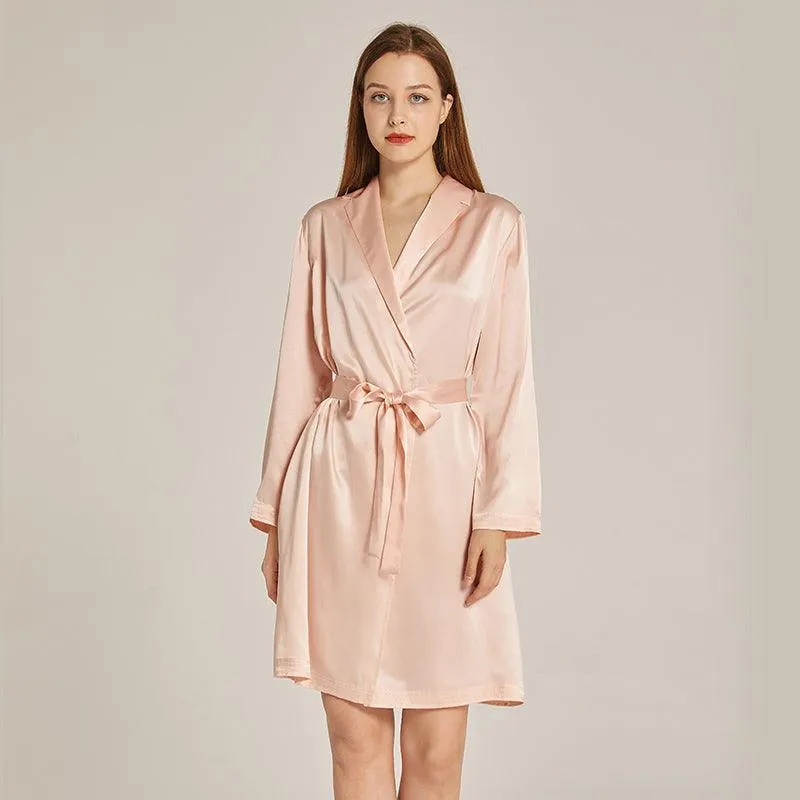 Long Sleeves Elegant Silk Robe For Women 100% Mulberry Silk Bathrobe Silk Nightwear Gifts