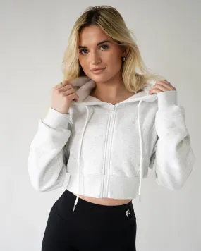 Lounge Cropped Zip-Up Hoodie - Heather Gray