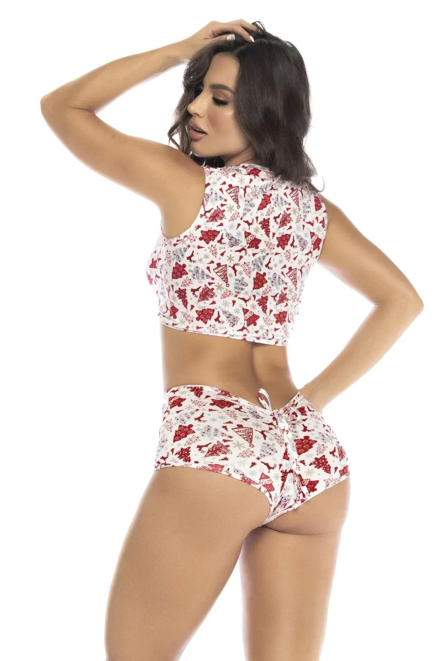 Mapale 7531 Two Piece Pajama Set Top and Shorts Color Holiday Print