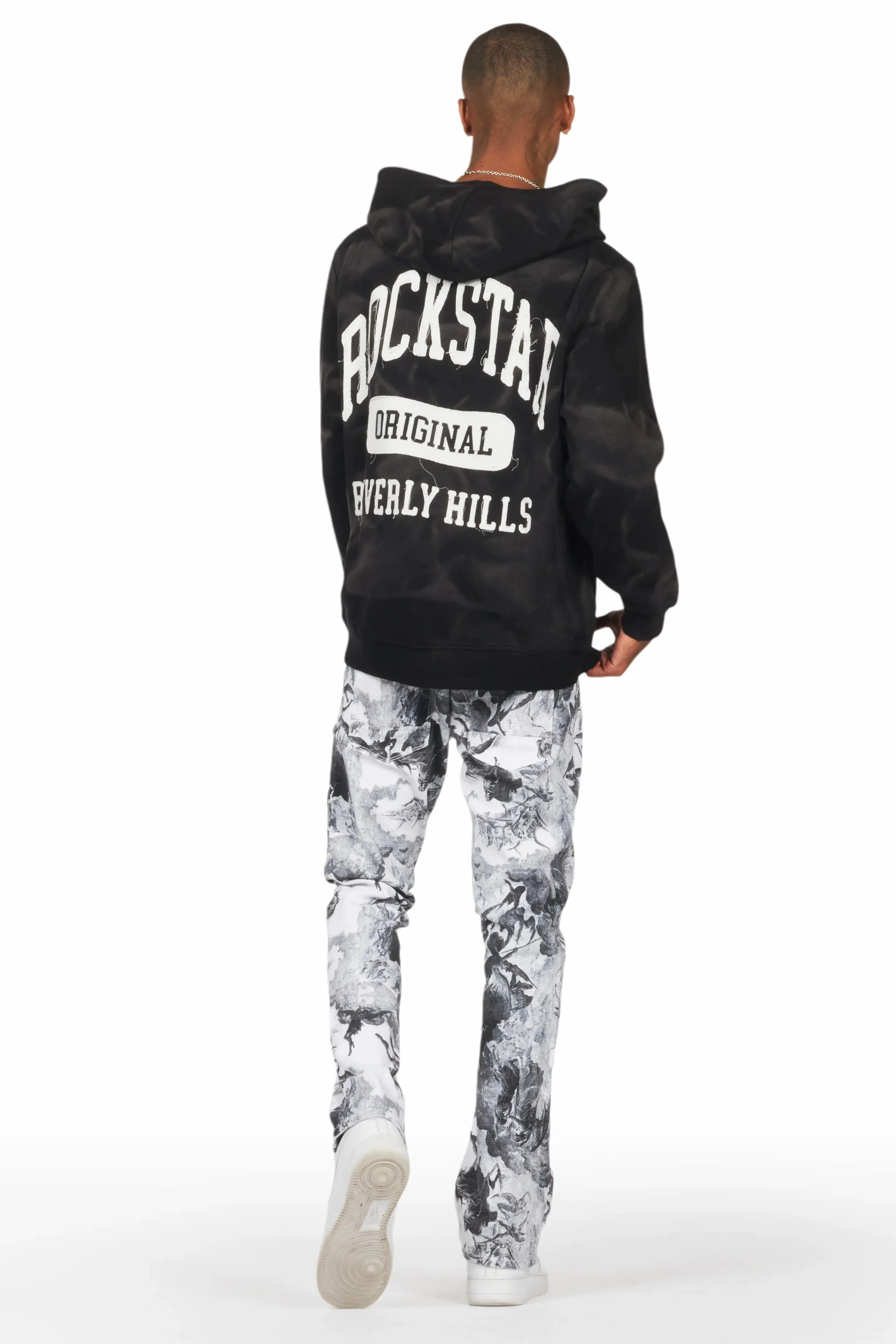 Member Black Patchwork Graphic Hoodie