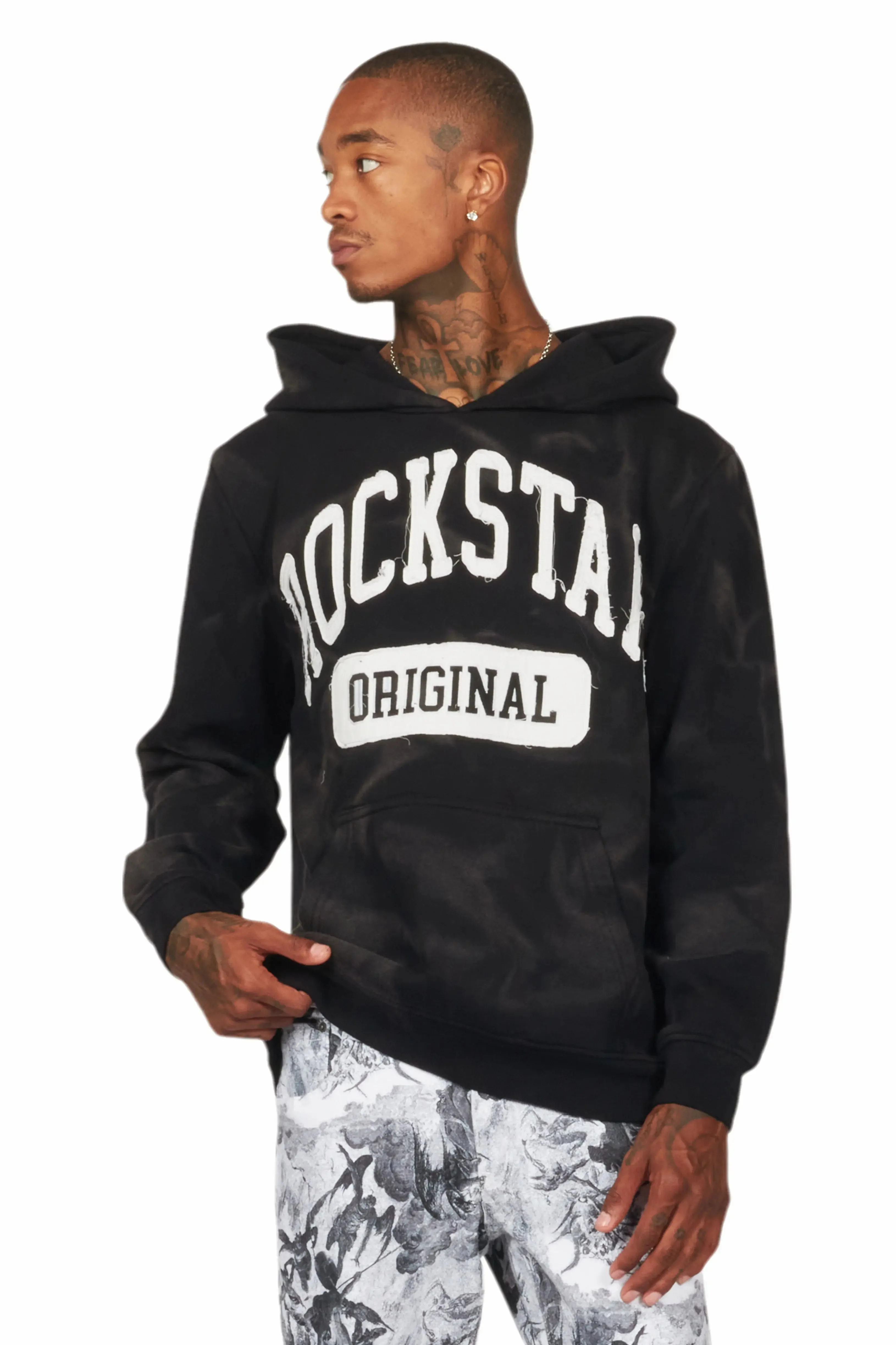 Member Black Patchwork Graphic Hoodie