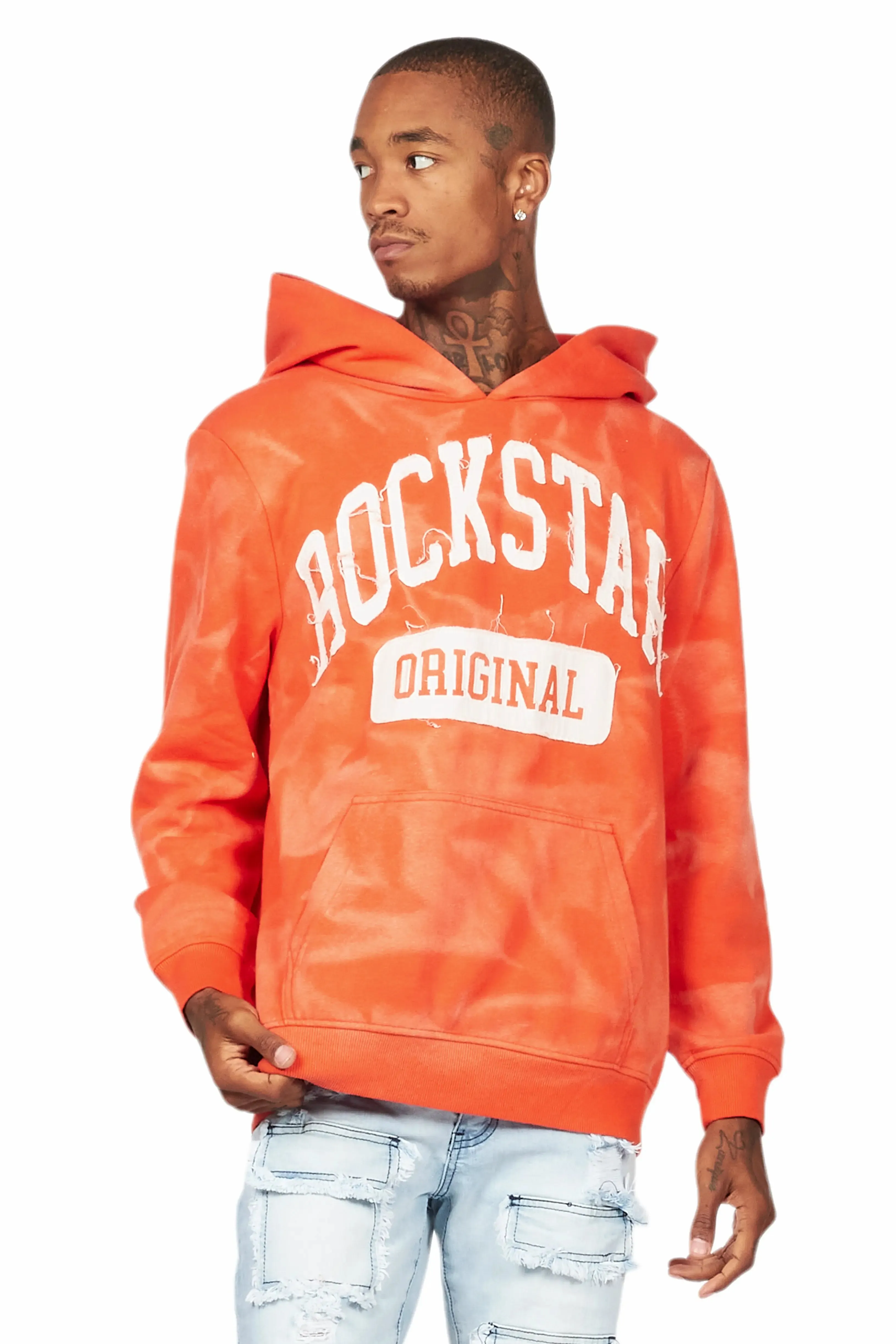 Member Orange Patchwork Graphic Hoodie