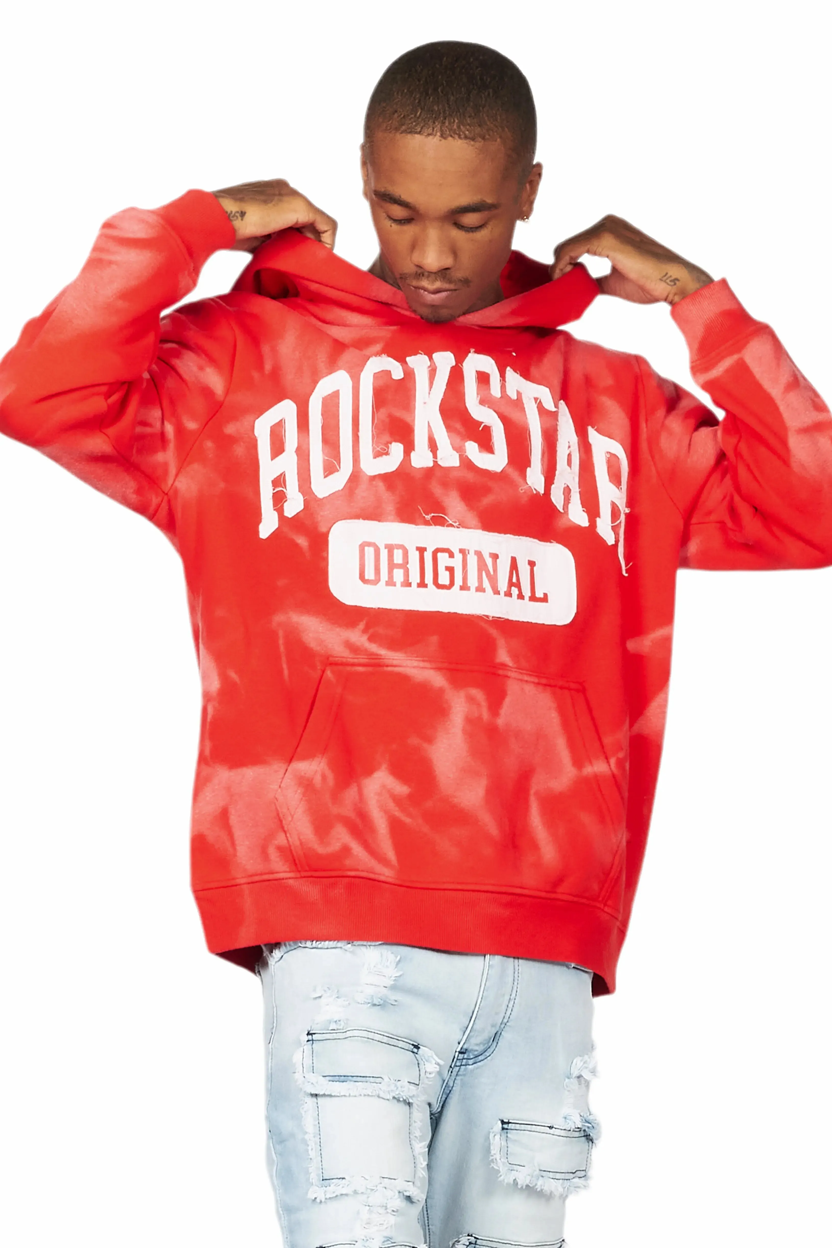 Member Red Patchwork Graphic Hoodie