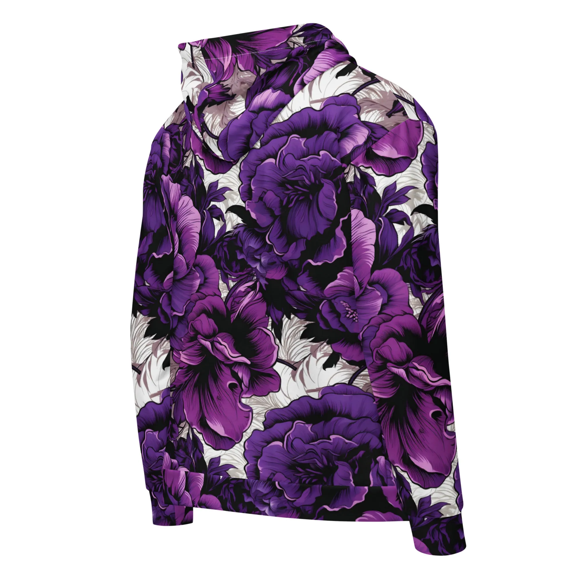 Mens Zip Hoodie - Purple Flowers 001