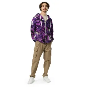 Mens Zip Hoodie - Purple Flowers 001