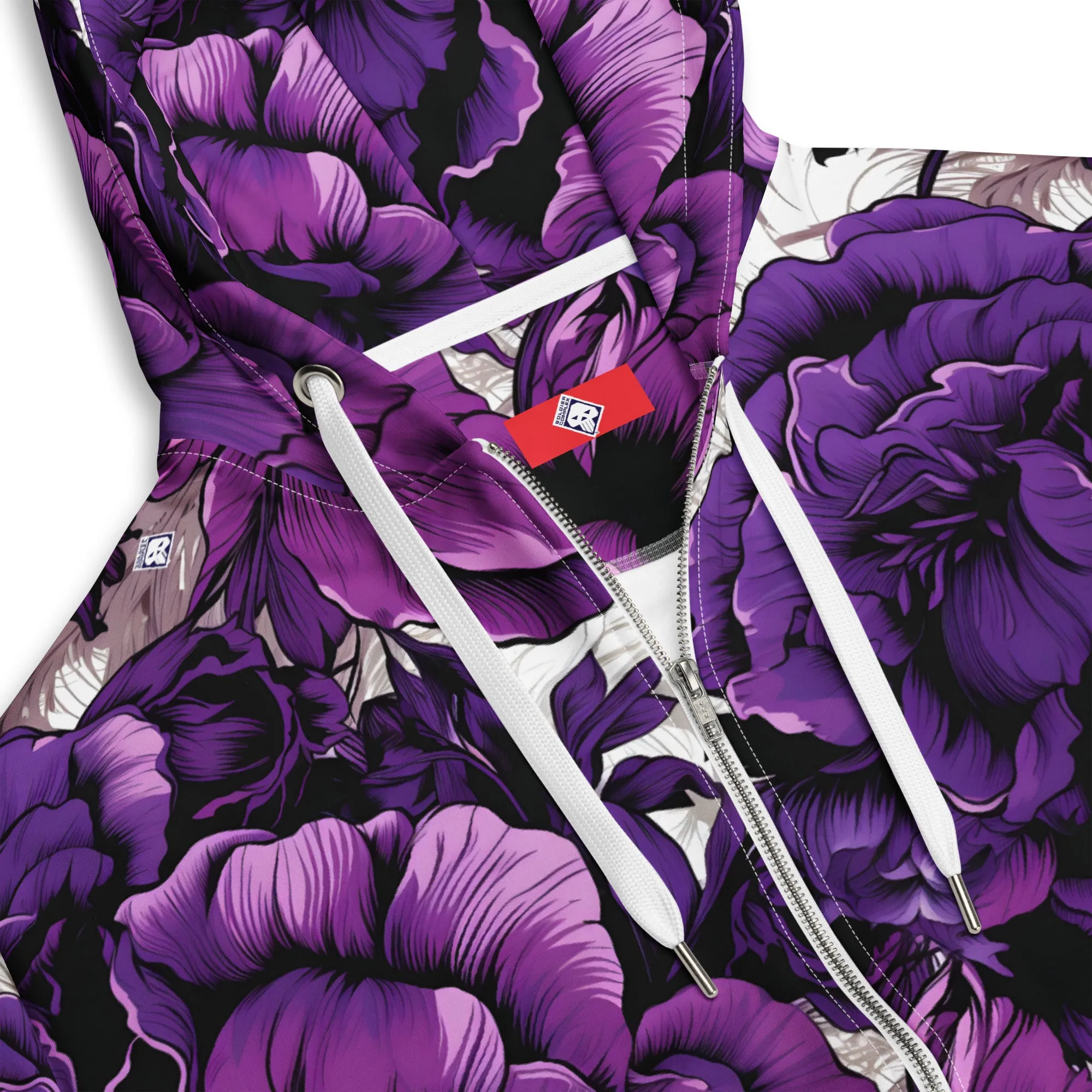 Mens Zip Hoodie - Purple Flowers 001