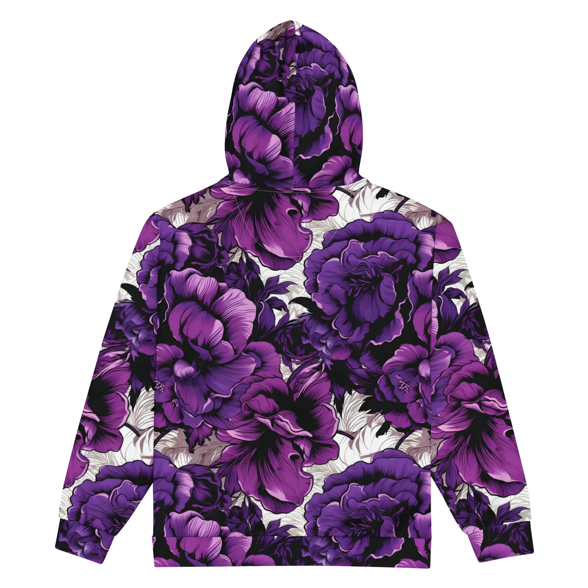 Mens Zip Hoodie - Purple Flowers 001