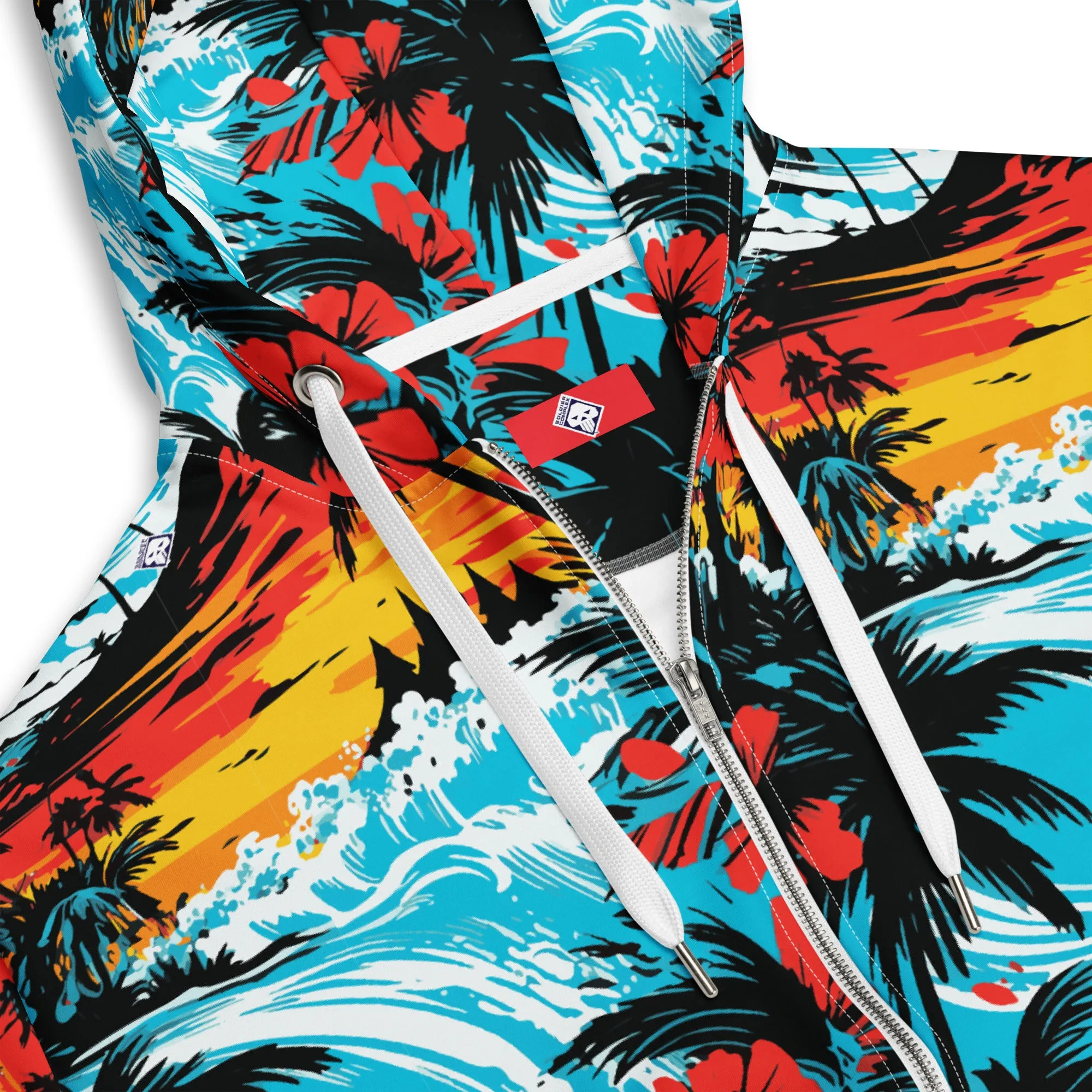 Mens Zip Hoodie - Sunset Waves 001