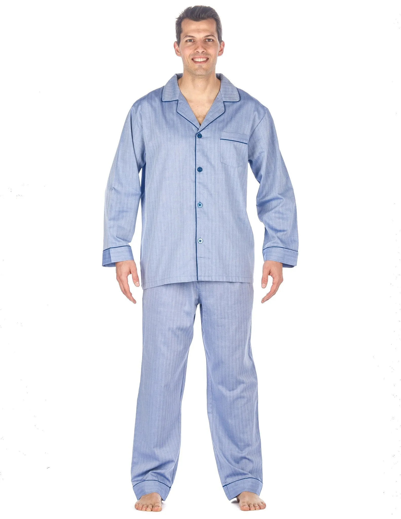 Noble Mount Mens Premium 100% Cotton Woven Pajama Sleepwear Set