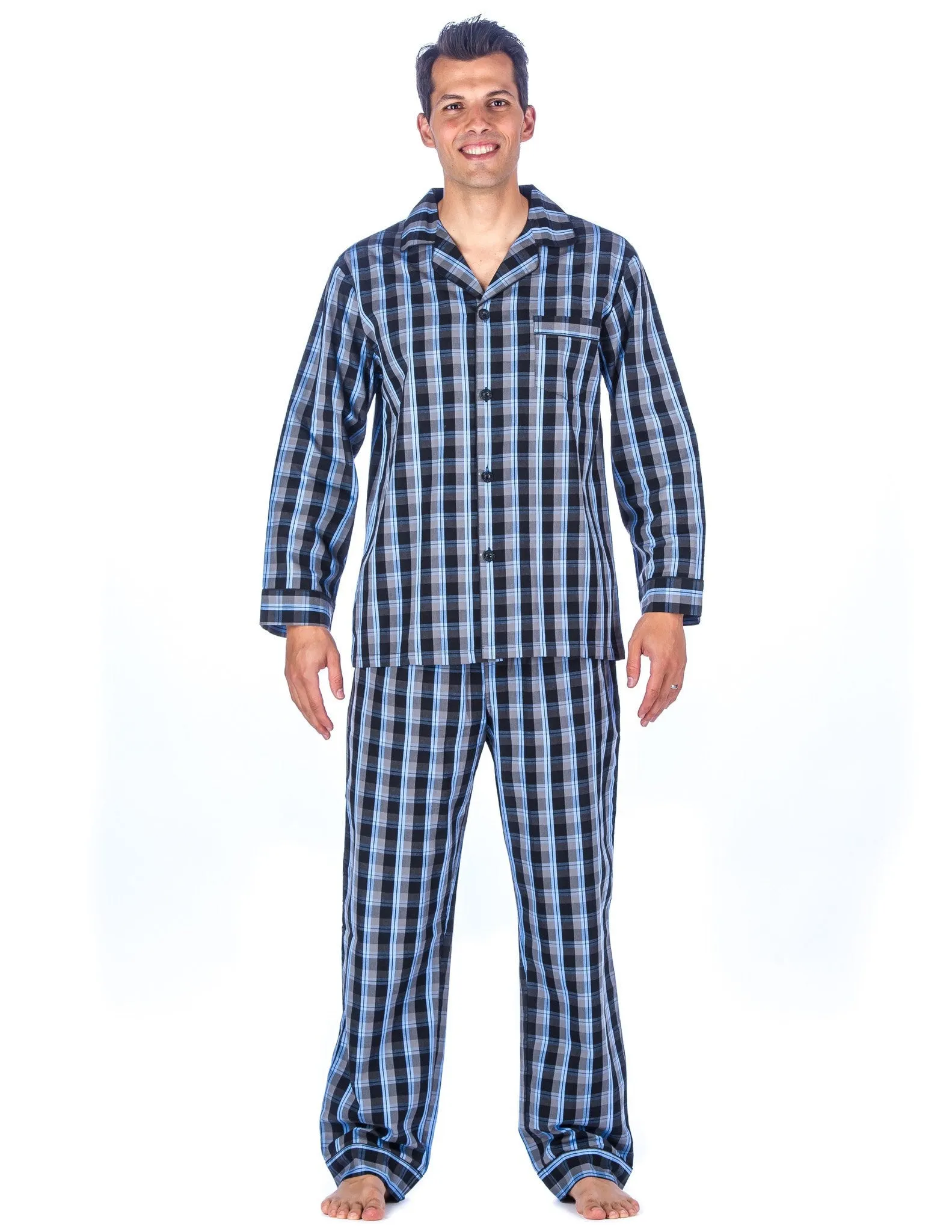 Noble Mount Mens Premium 100% Cotton Woven Pajama Sleepwear Set