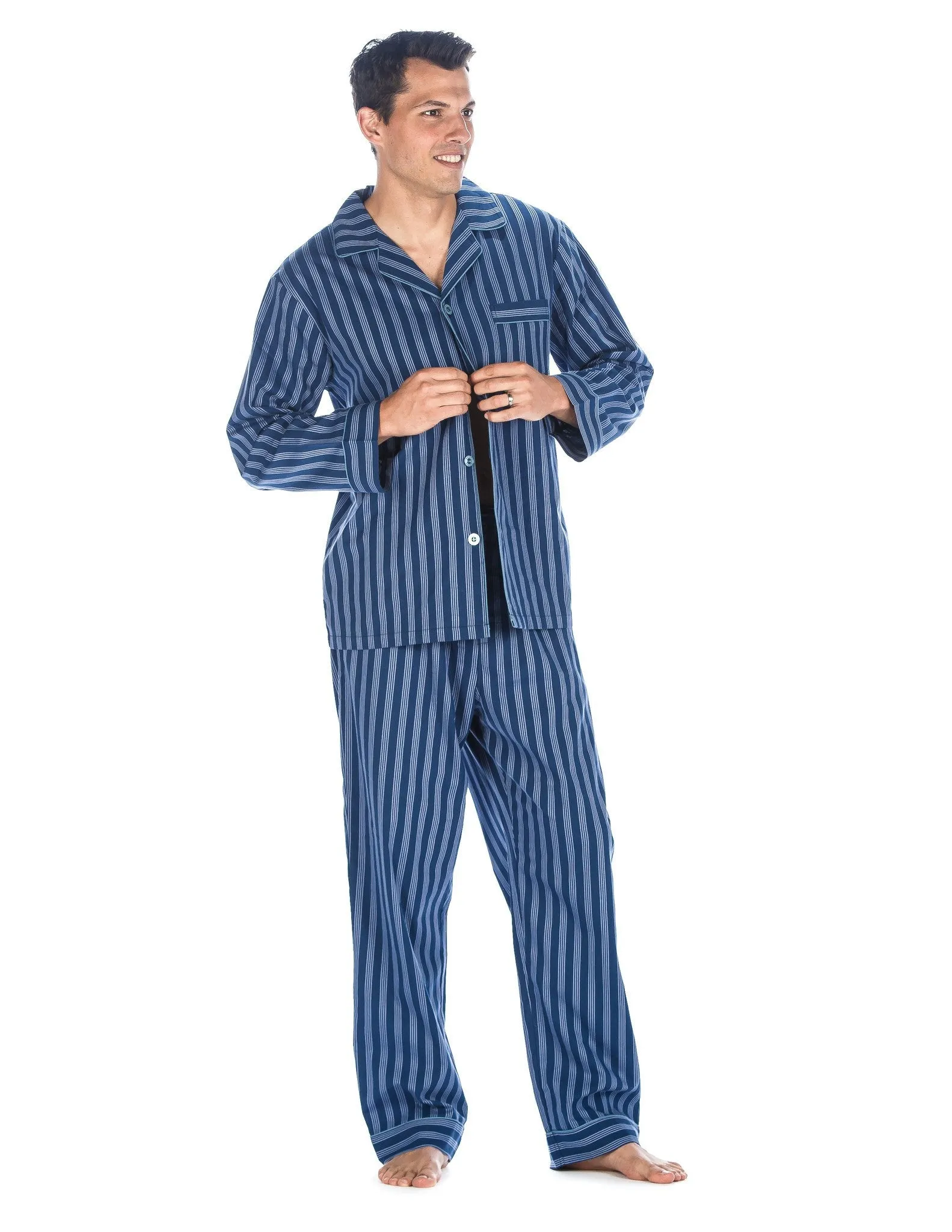 Noble Mount Mens Premium 100% Cotton Woven Pajama Sleepwear Set