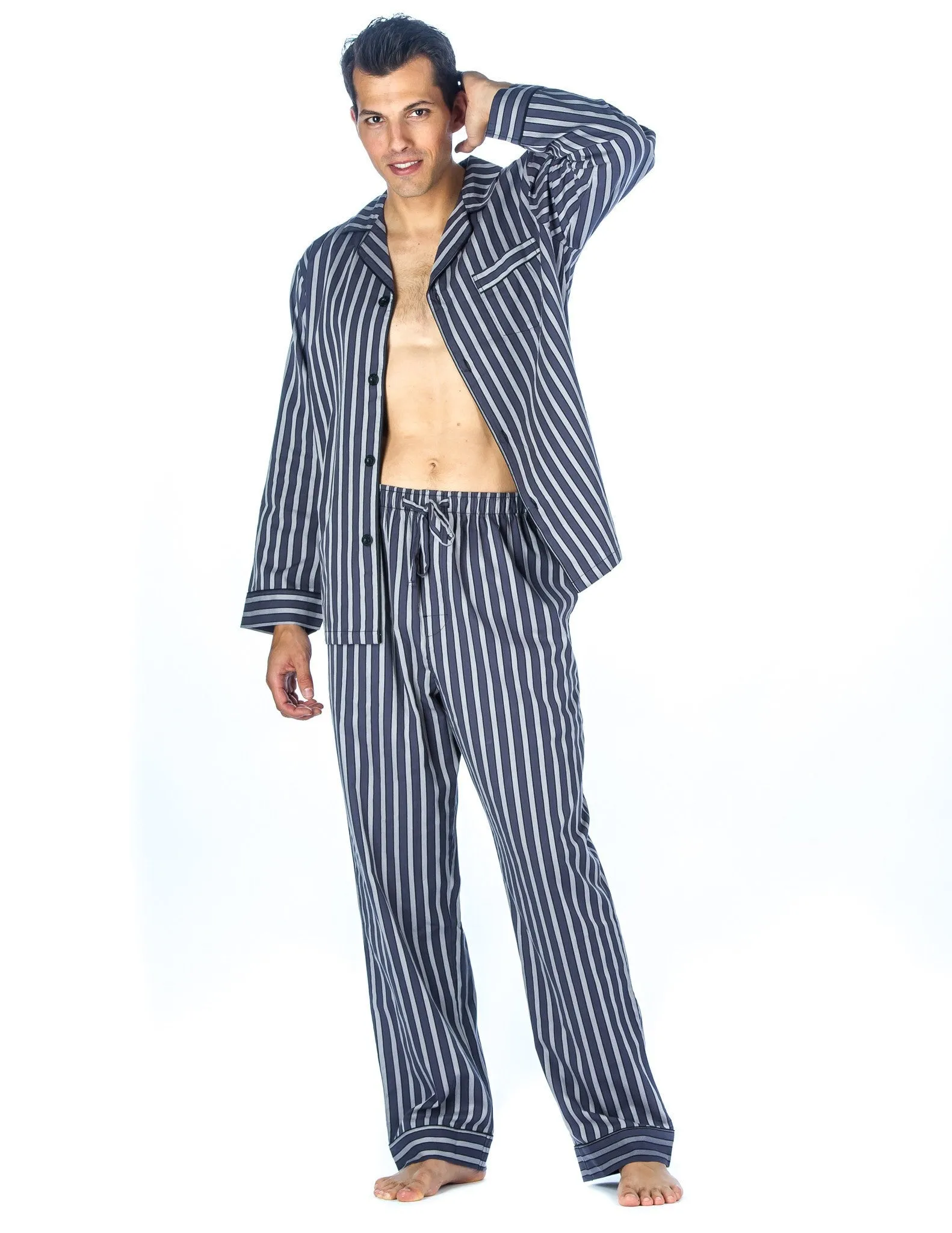 Noble Mount Mens Premium 100% Cotton Woven Pajama Sleepwear Set