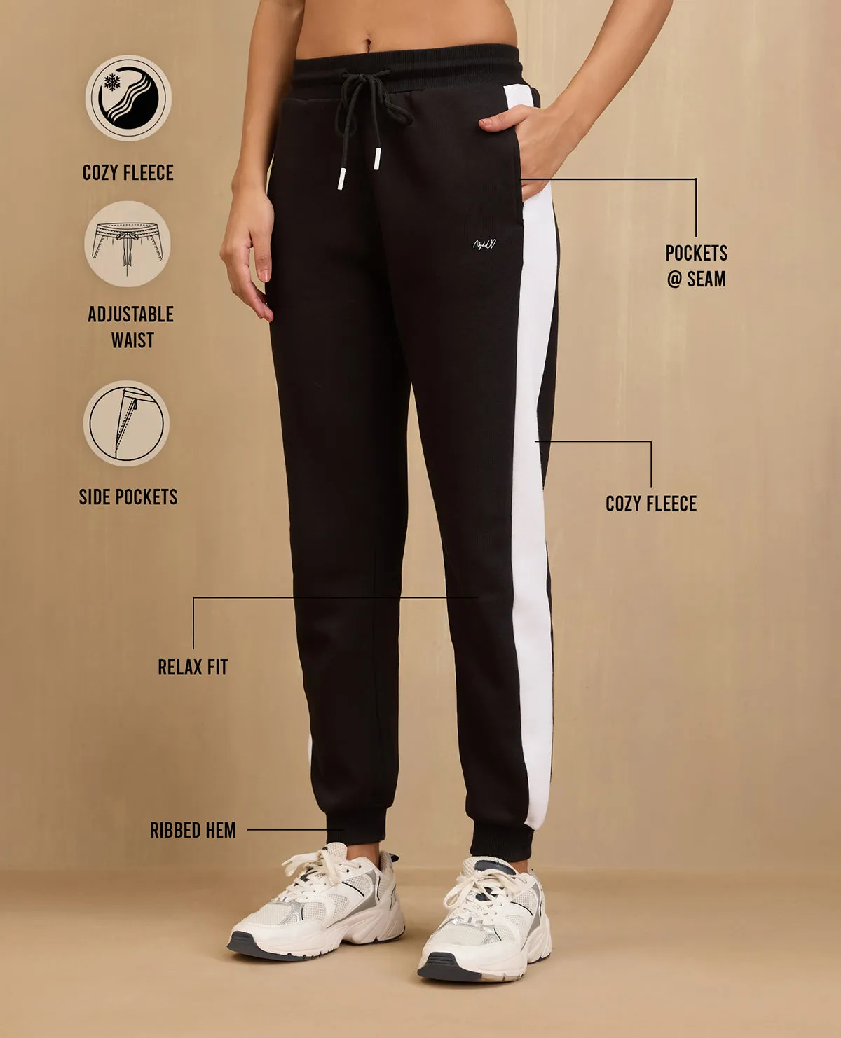 NYKD By Nykaa Cozy Fleece Joggers -NYLE501-Jet Black