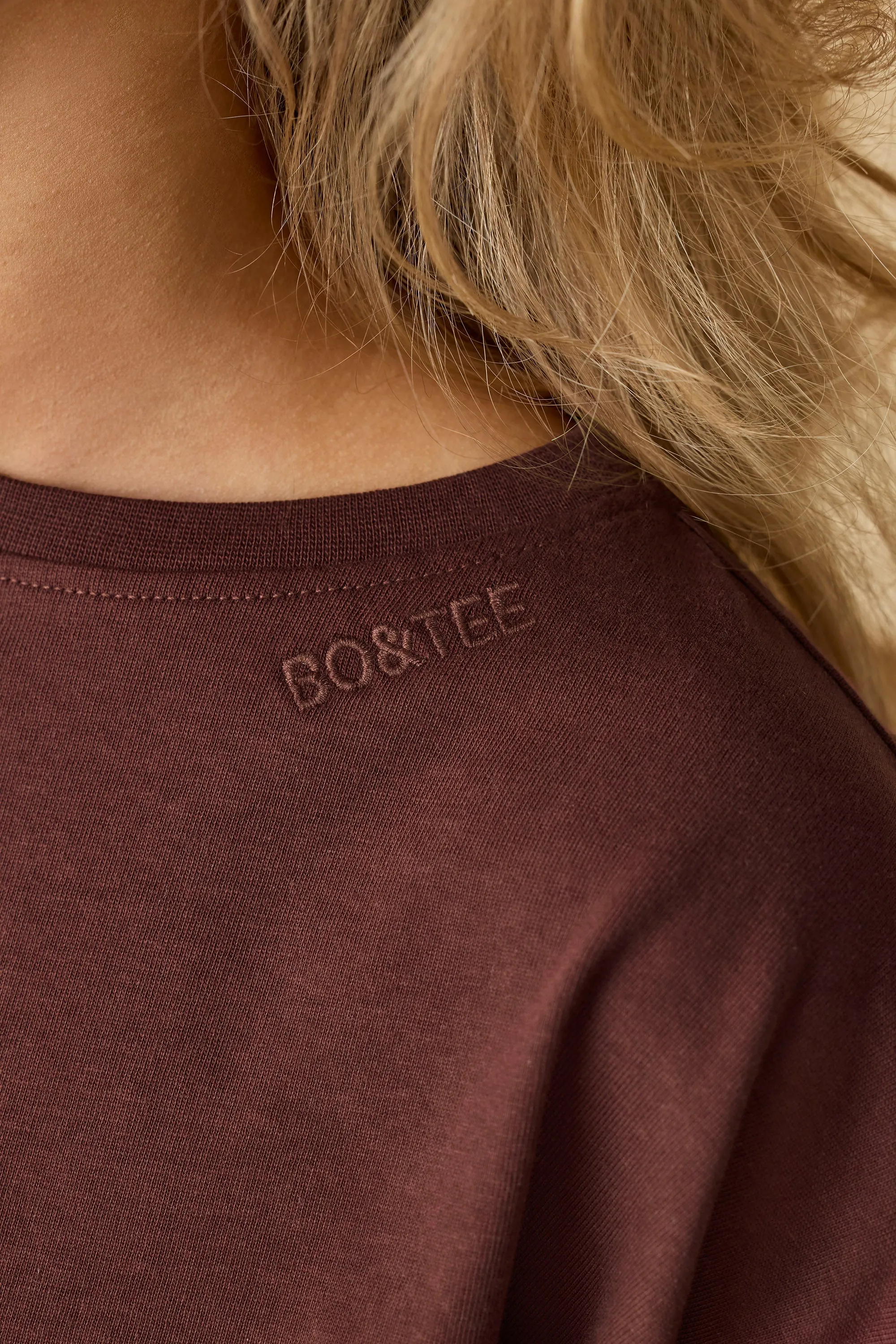 Oversized Long Sleeve Crop Top in Mahogany