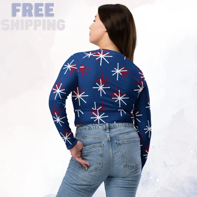 Patriotic Recycled Crop Top with Long Sleeves