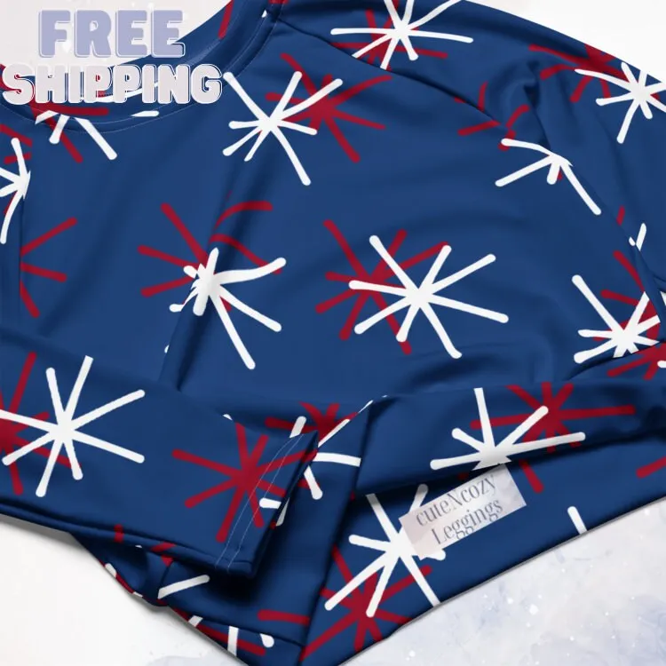 Patriotic Recycled Crop Top with Long Sleeves