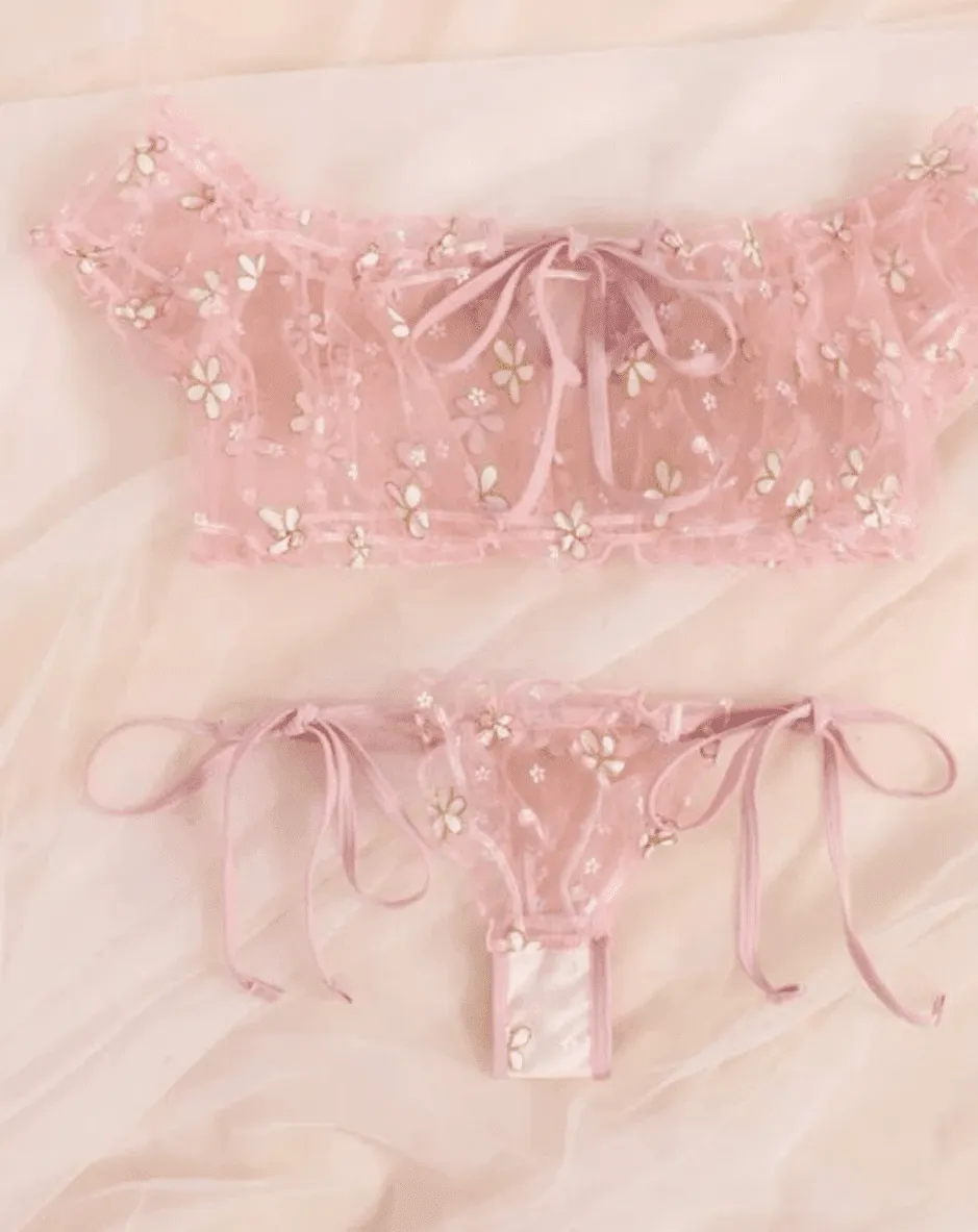 Pink Sheer Bralette Lingerie