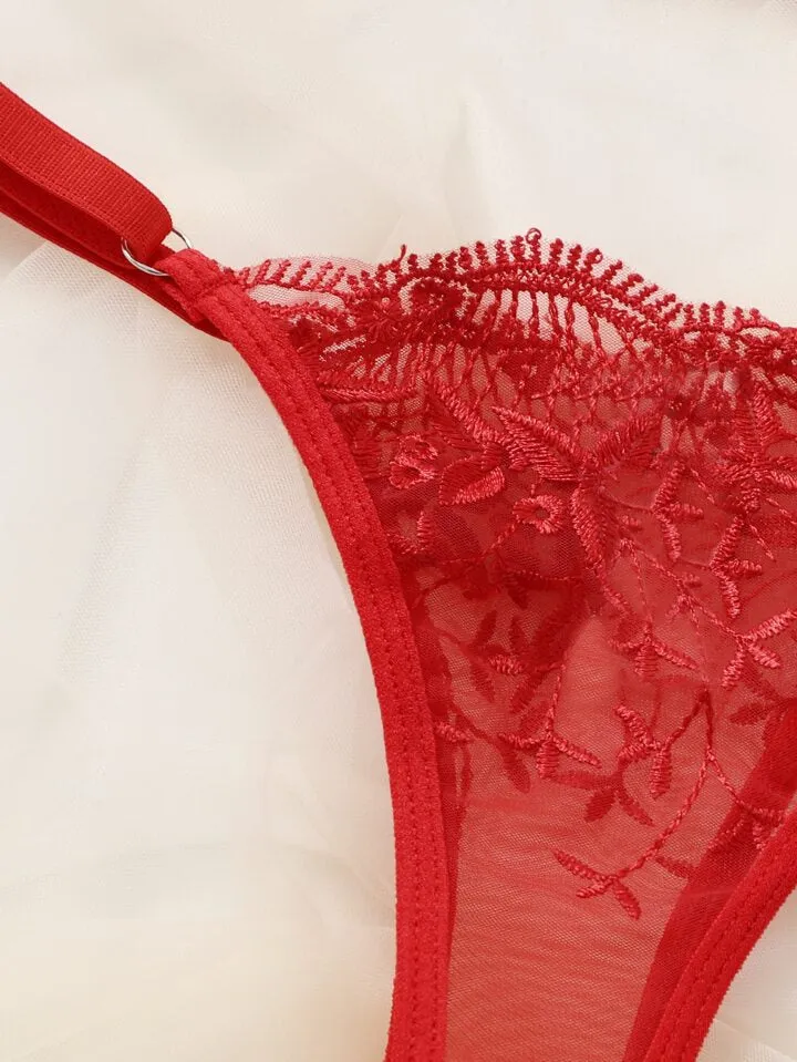 Red Lingerie Set Sheer