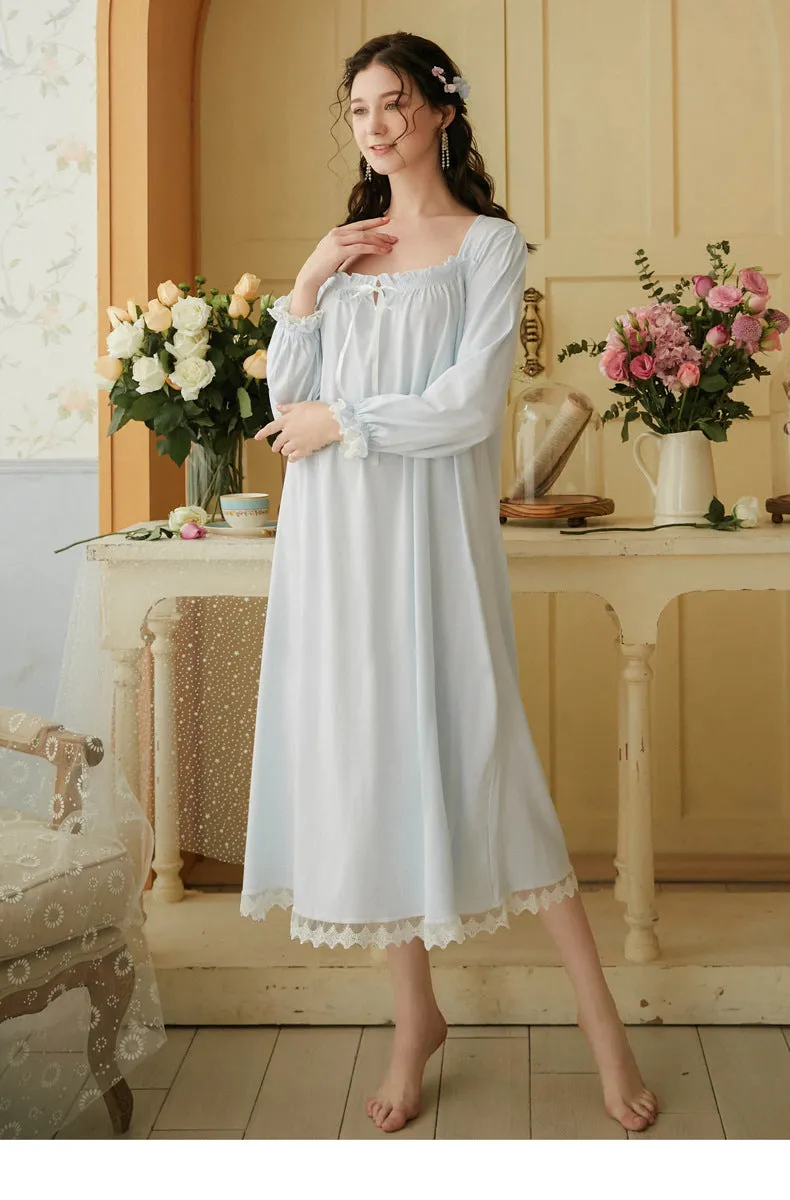 Retro Style Cotton Night Gown Dress