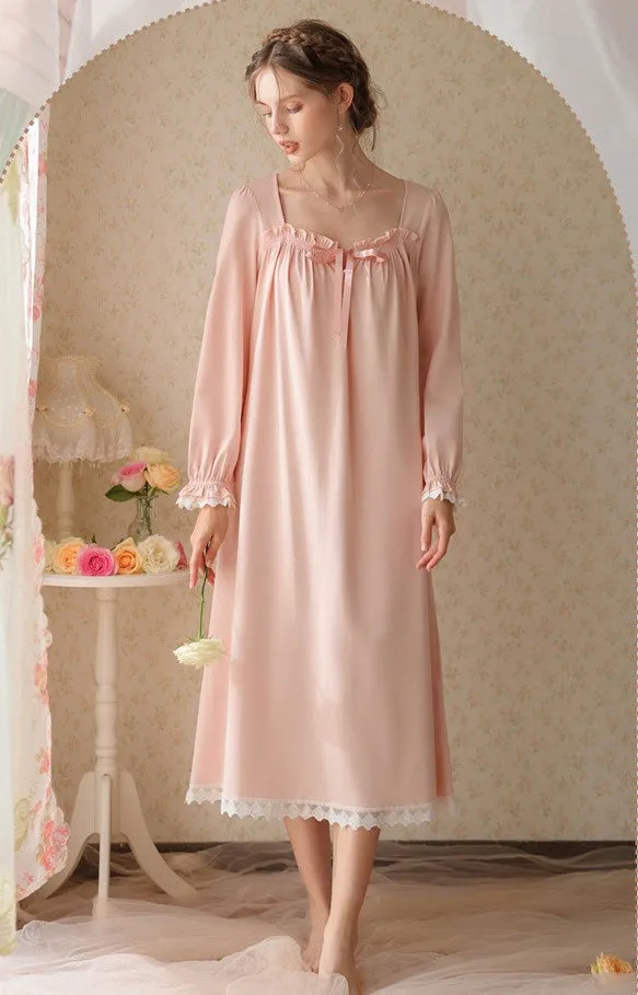 Retro Style Cotton Night Gown Dress