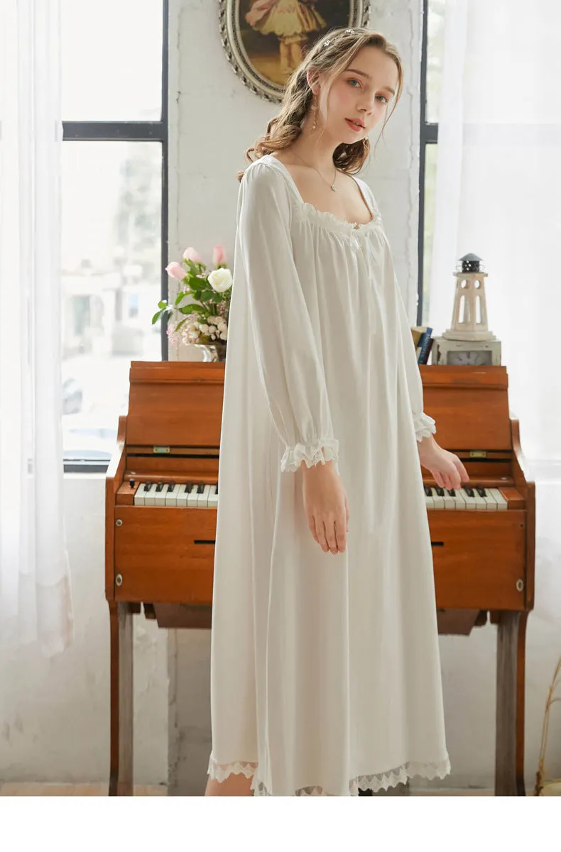 Retro Style Cotton Night Gown Dress