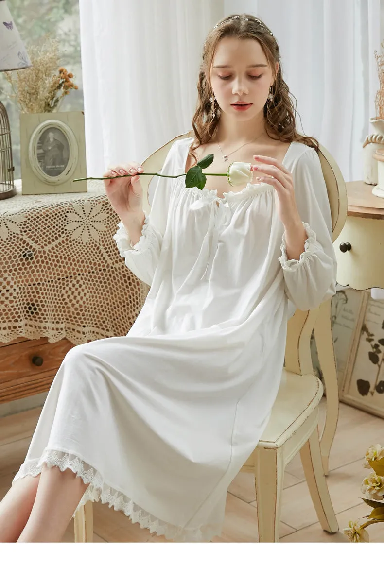 Retro Style Cotton Night Gown Dress