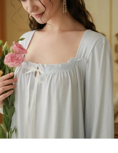 Retro Style Cotton Night Gown Dress