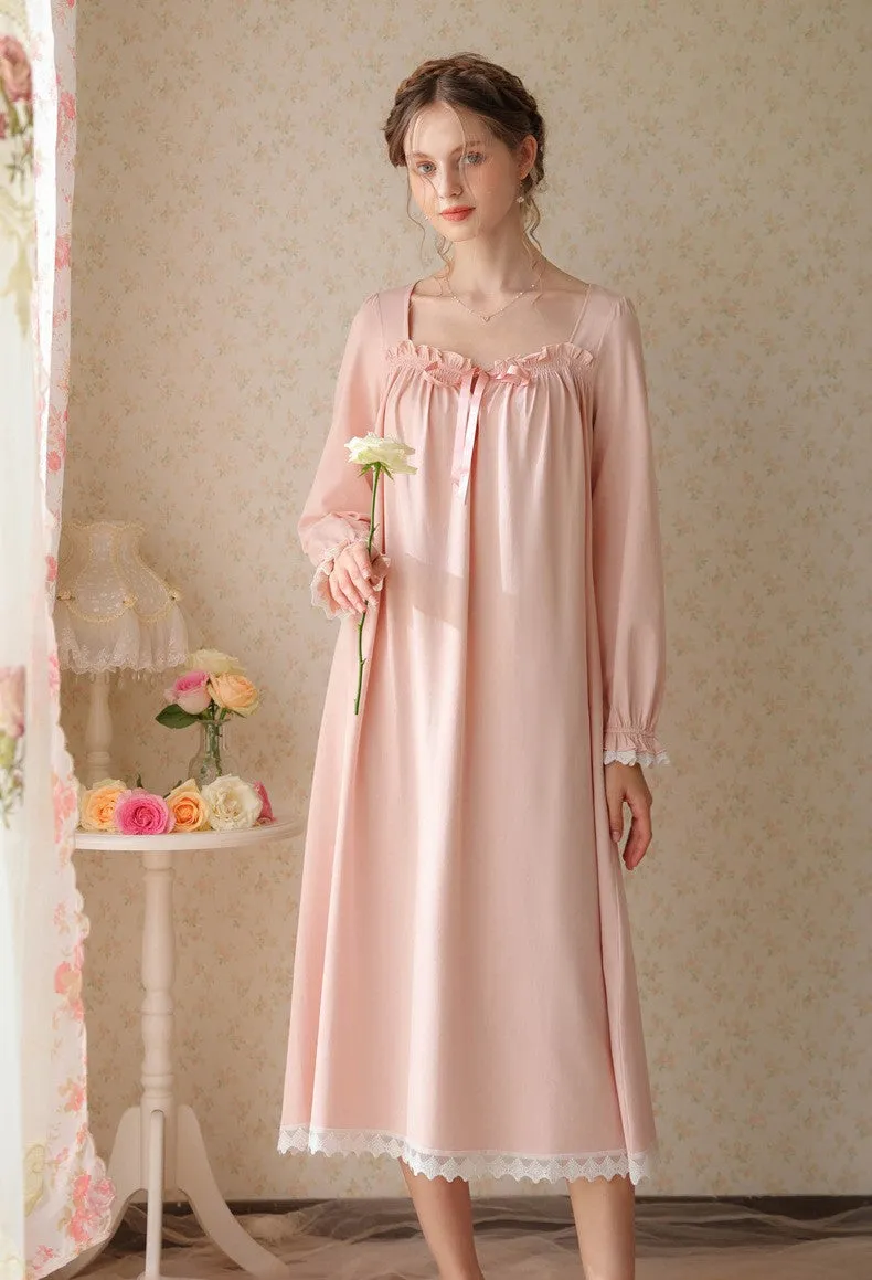 Retro Style Cotton Night Gown Dress