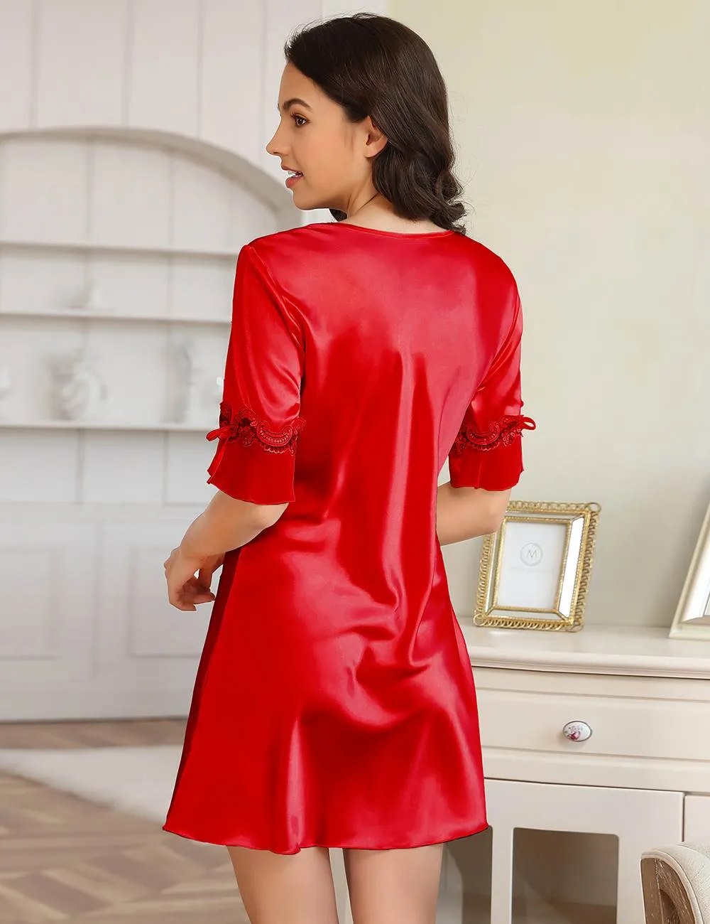 Ruby Red Silk Embrace Nightwear