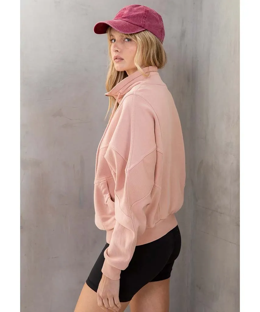 Saturdays Zip-Up Sweatshirt Dirty Pink