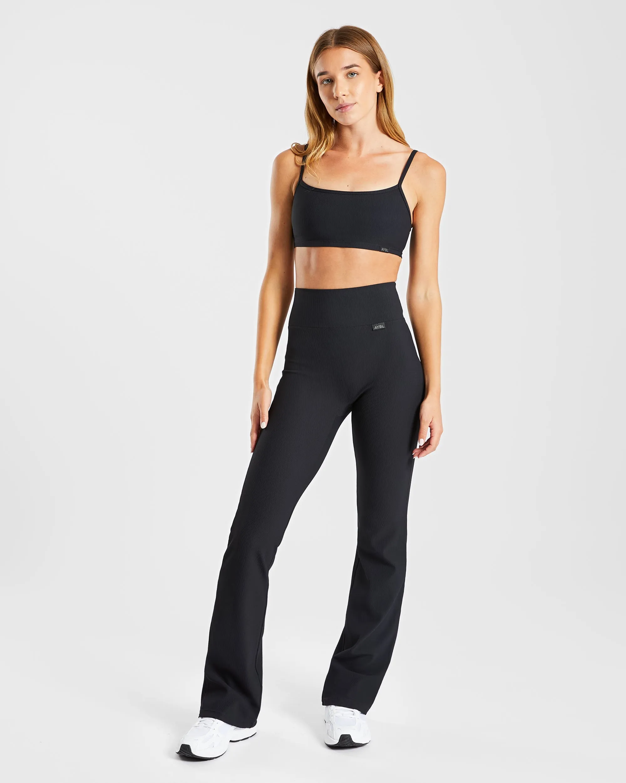 Sculpt Ribbed Flared Leggings - Black