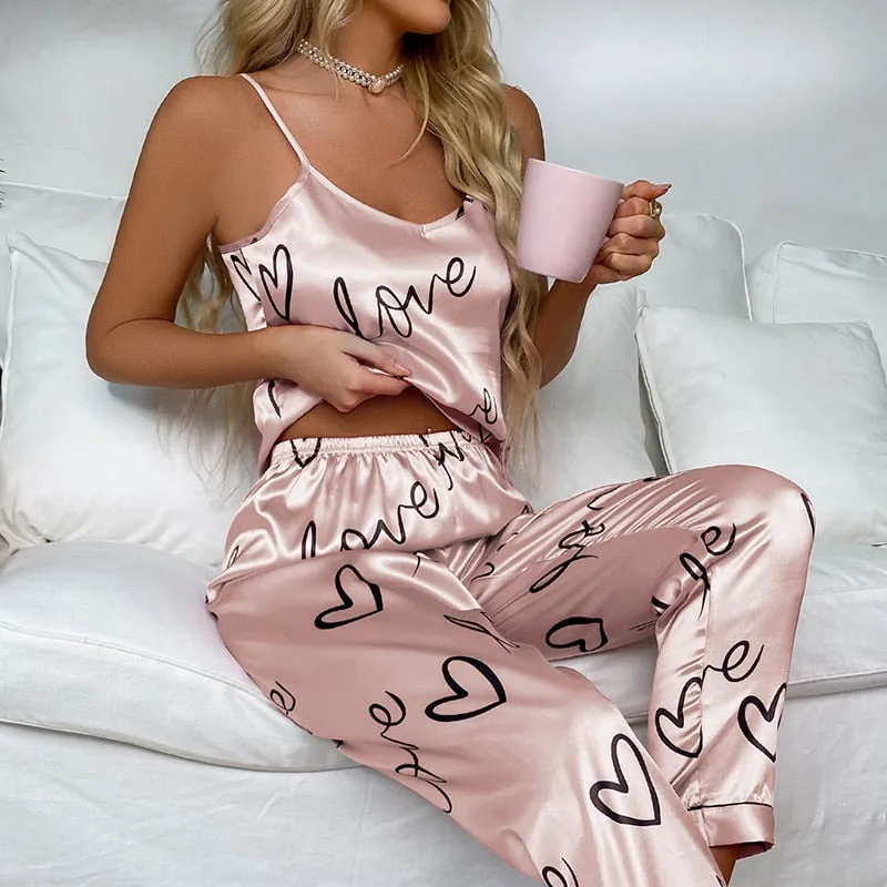 Silk Lingerie Pajama Set for Women