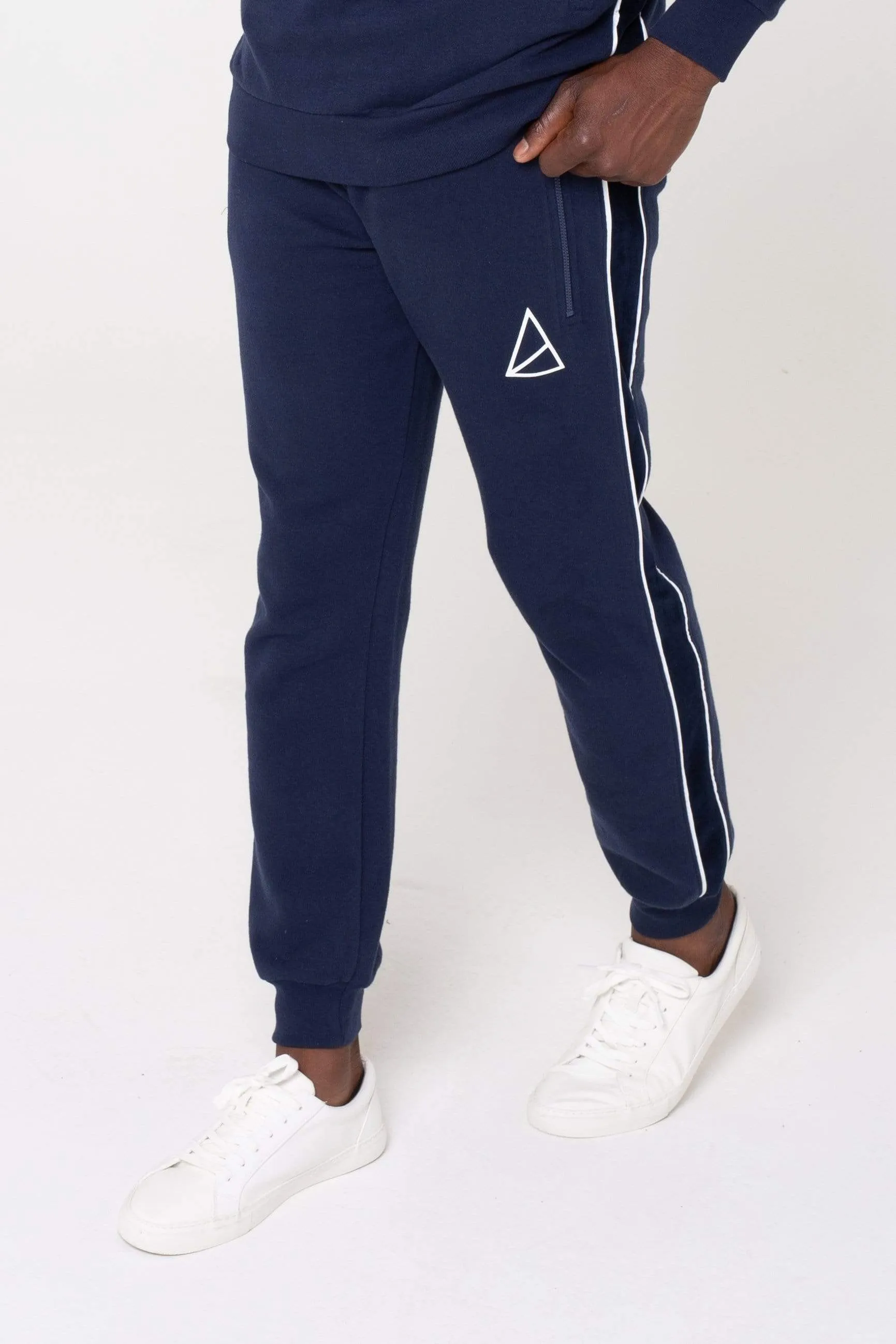 Storm Skinny Fit Cut and Sew Velour Men's Joggers -  Navy