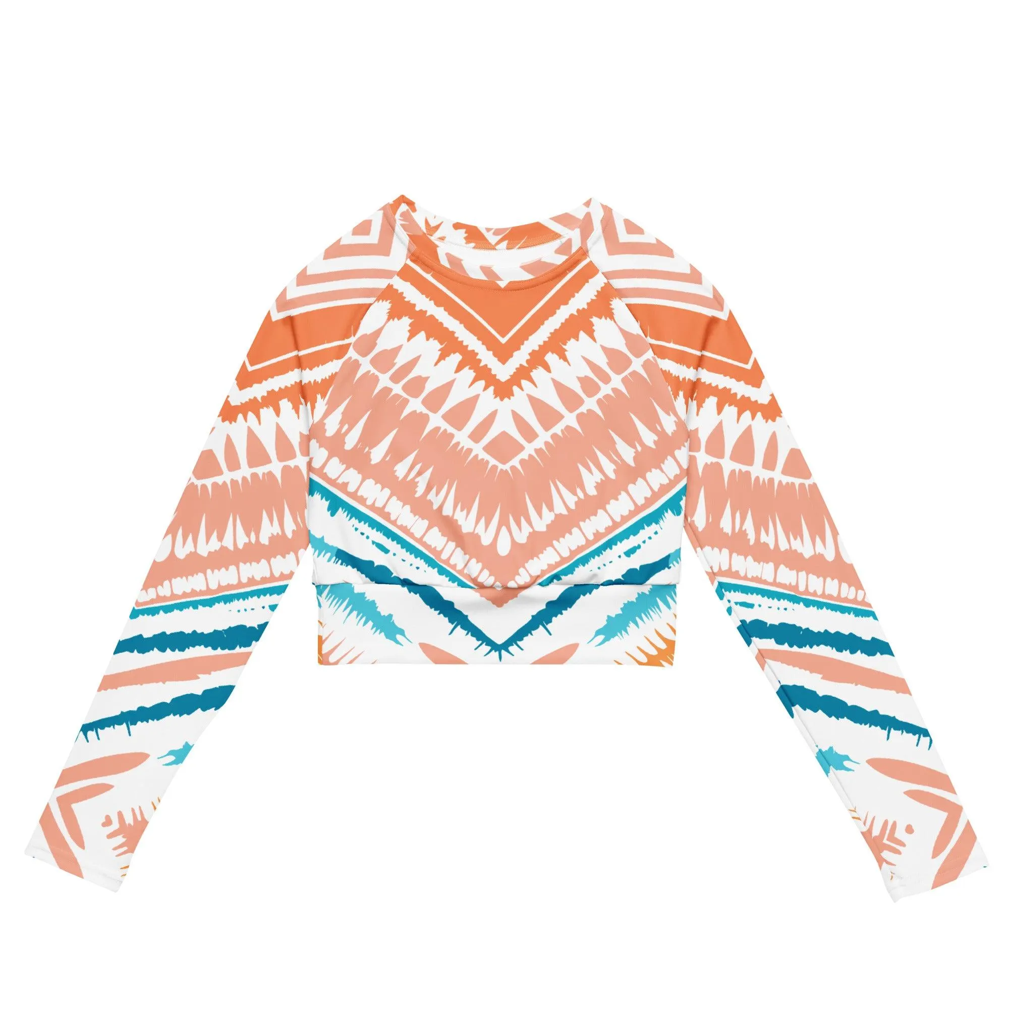 Tie-dye Recycled Long-sleeve Crop Top Peachy Blues