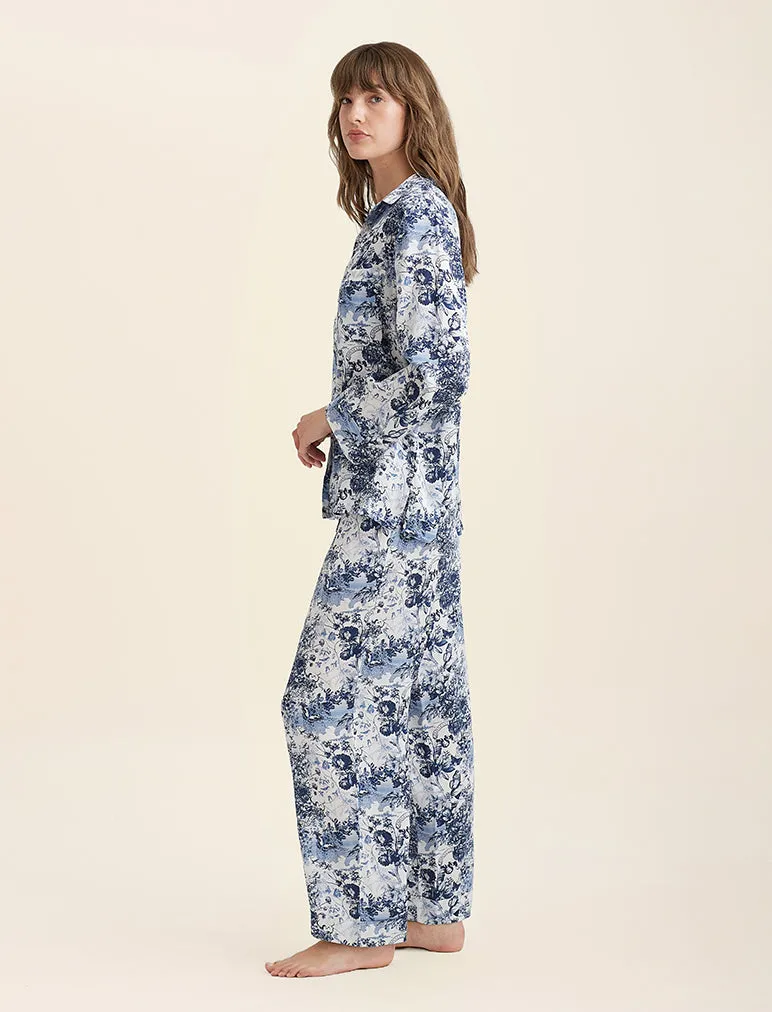 Toile De Jouy Pure Silk Full Length PJ Set