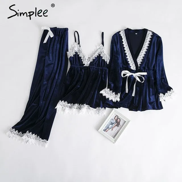 velvet two piece pajamas set