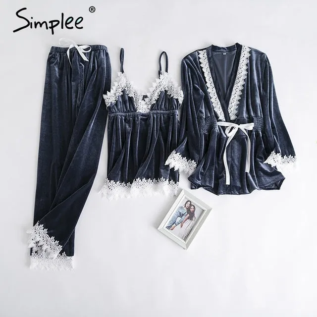 velvet two piece pajamas set