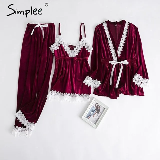 velvet two piece pajamas set