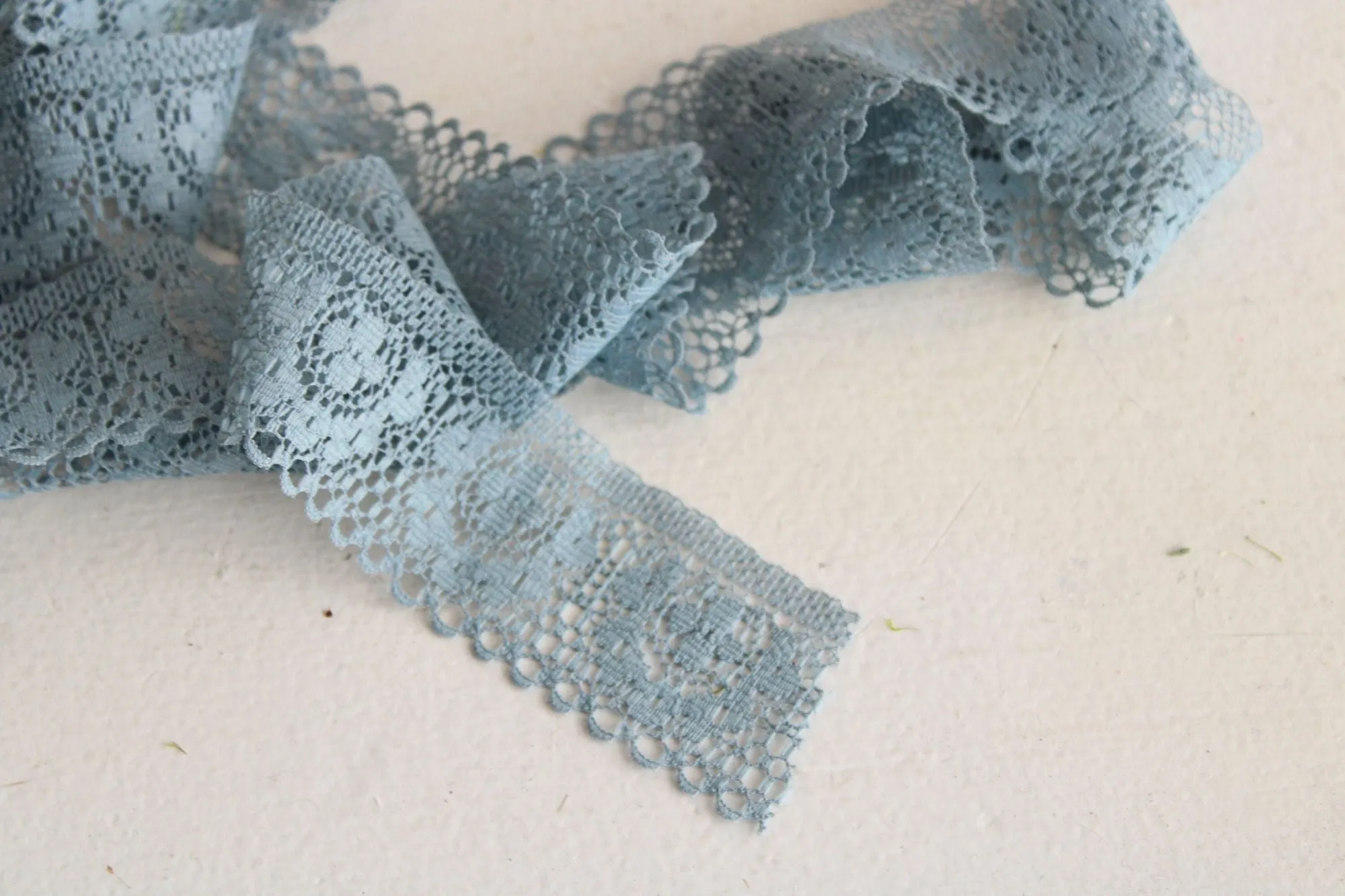 Vintage Lace Trim, Gray Blue 1.5" wide, 3* Yards