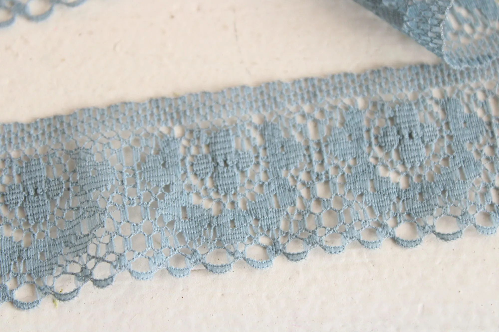 Vintage Lace Trim, Gray Blue 1.5" wide, 3* Yards