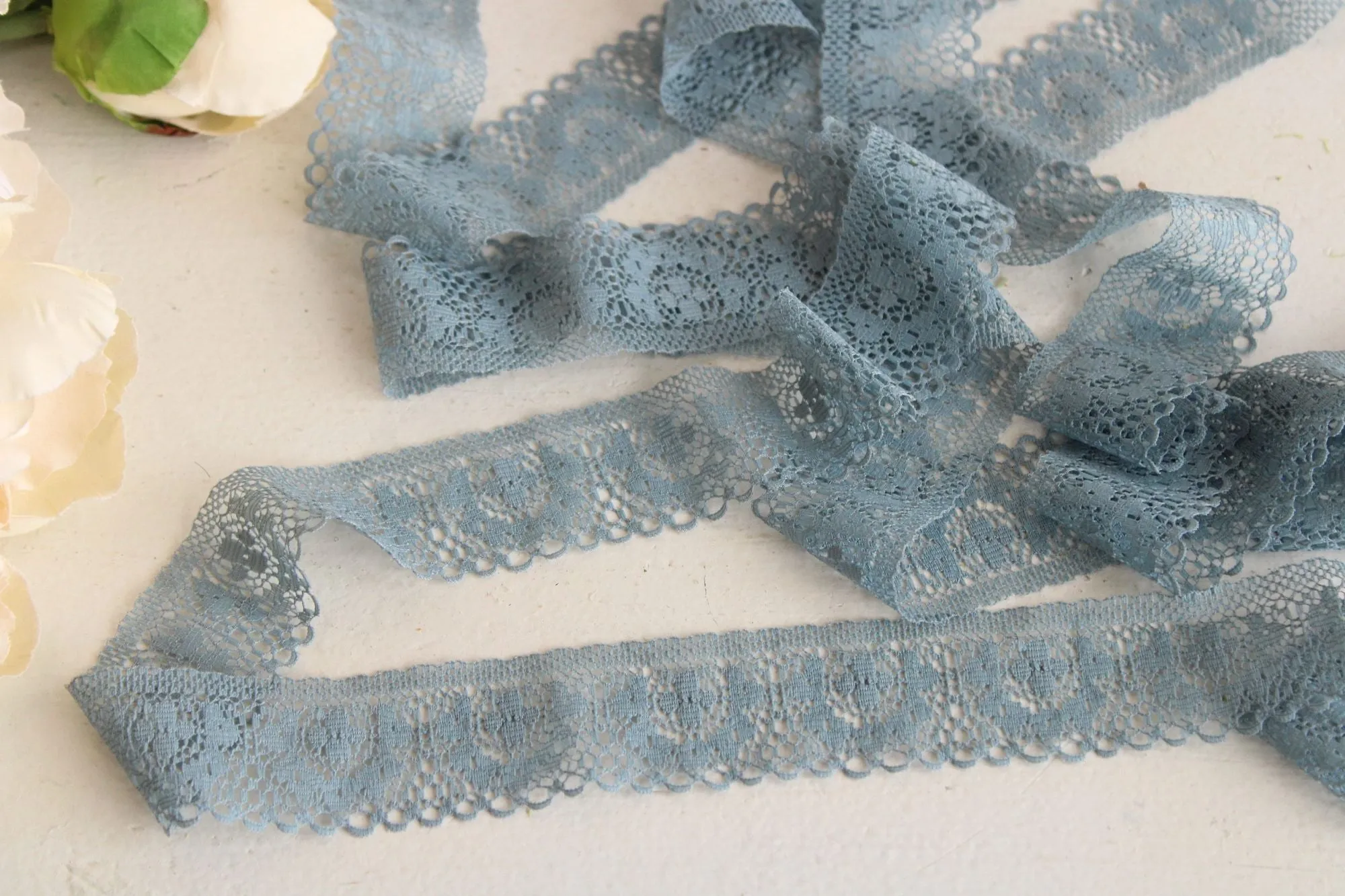 Vintage Lace Trim, Gray Blue 1.5" wide, 3* Yards