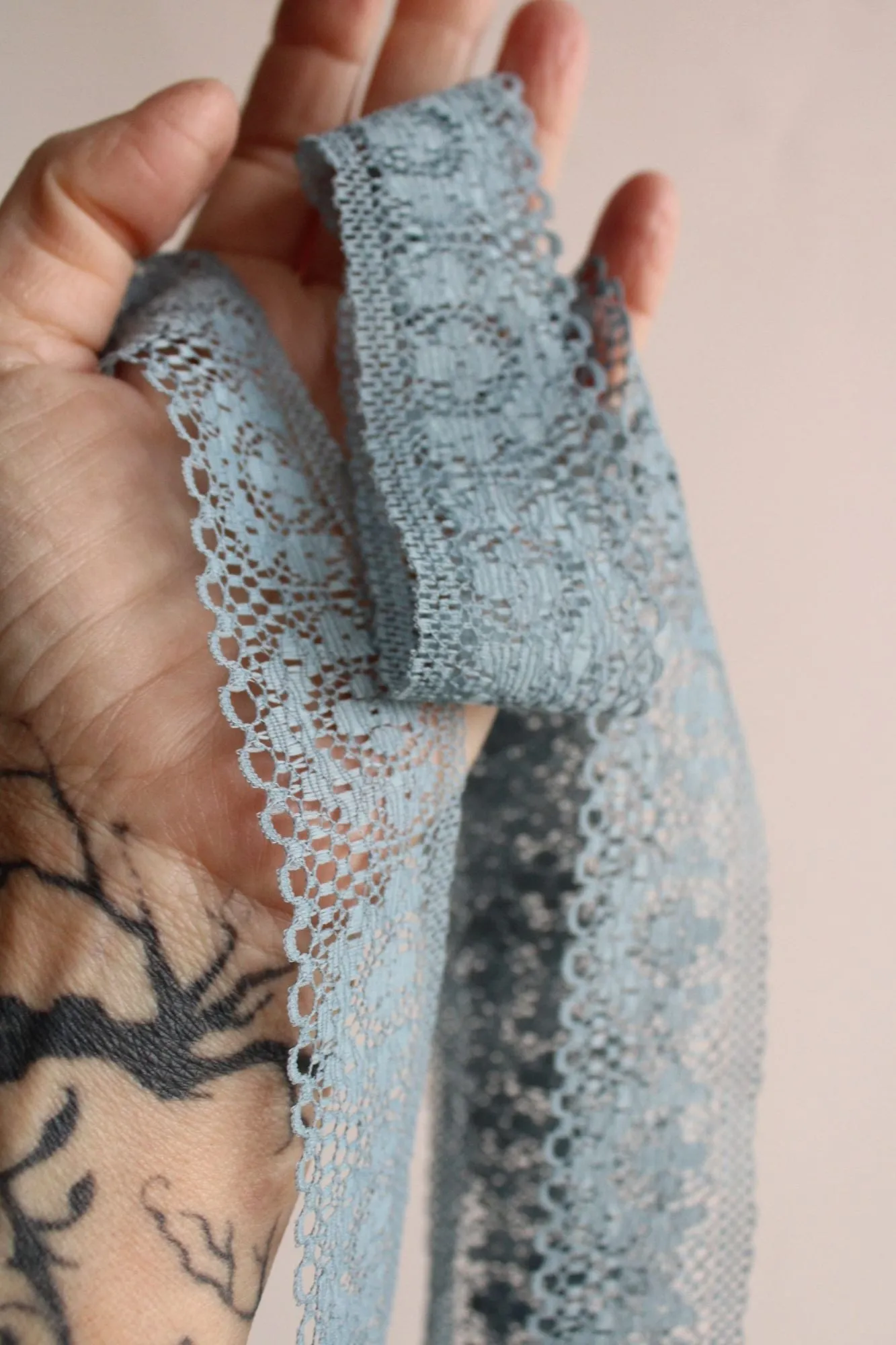 Vintage Lace Trim, Gray Blue 1.5" wide, 3* Yards