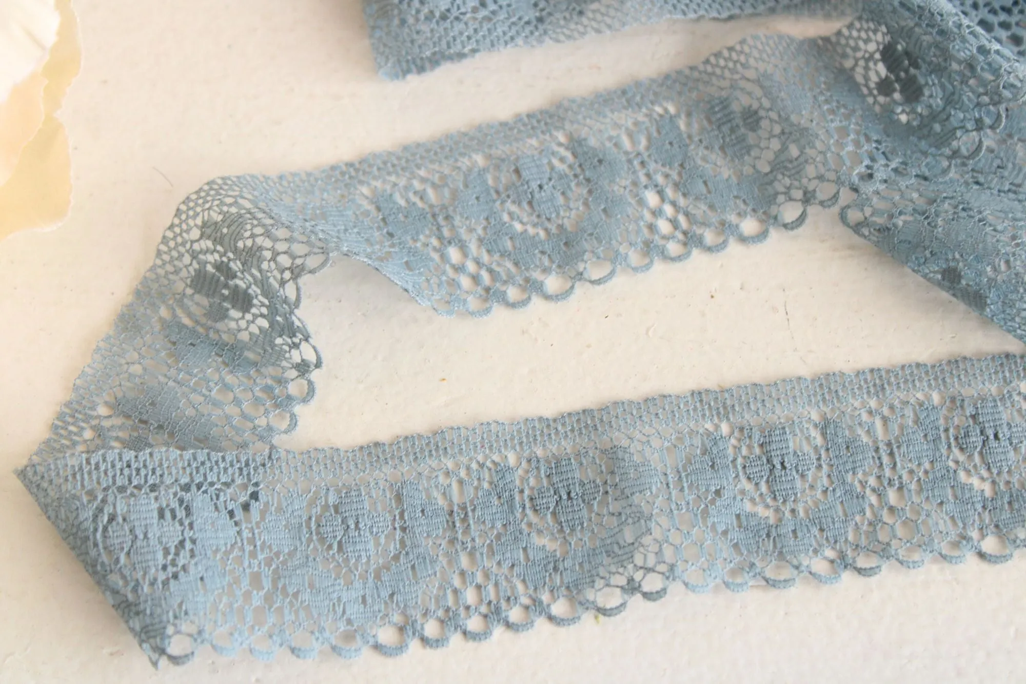 Vintage Lace Trim, Gray Blue 1.5" wide, 3* Yards