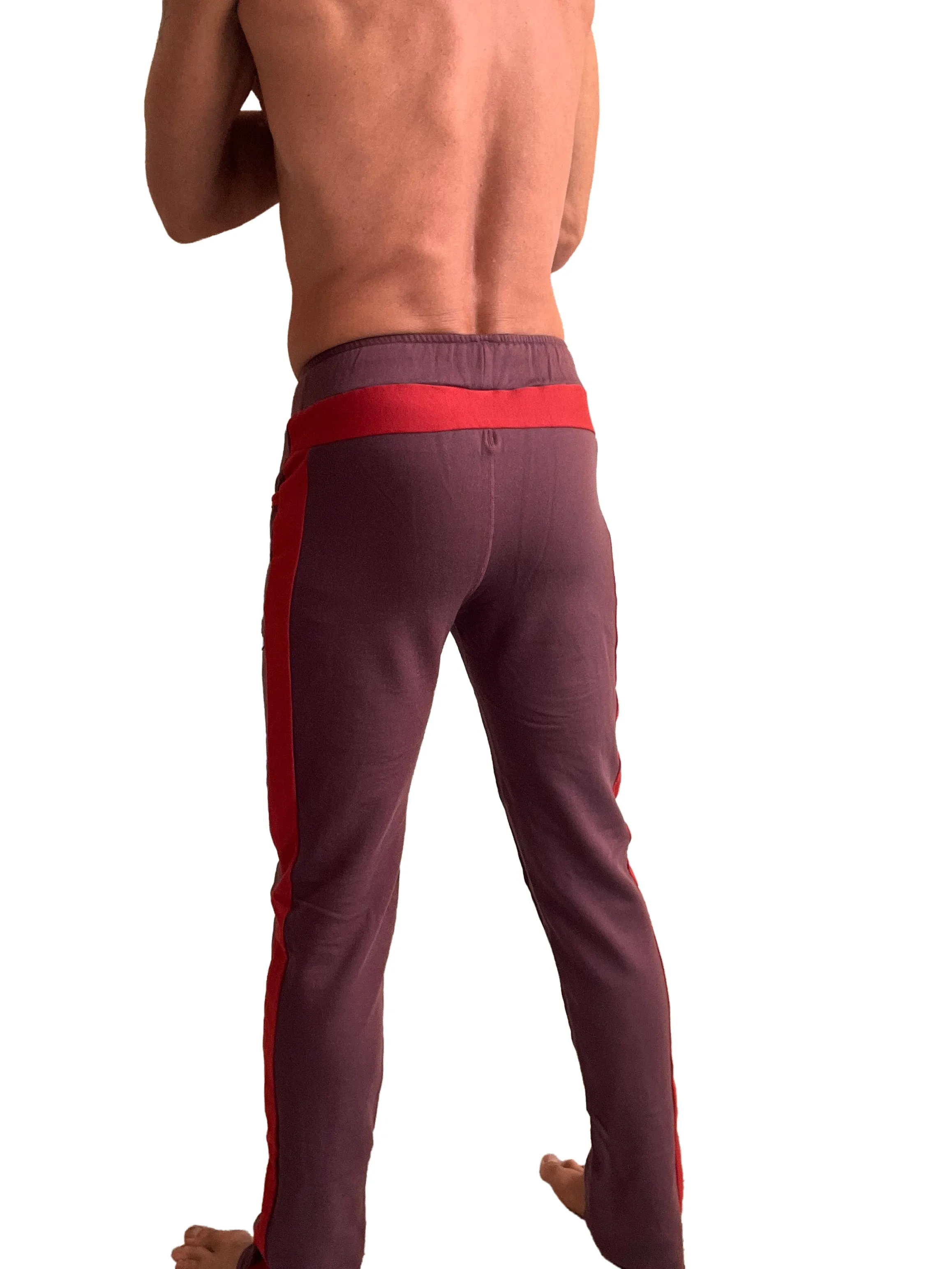 **Winter Collection** MID-Weight Luxury-Fleece Track & Lounge Sweat Pant (Burgundy w/Red))