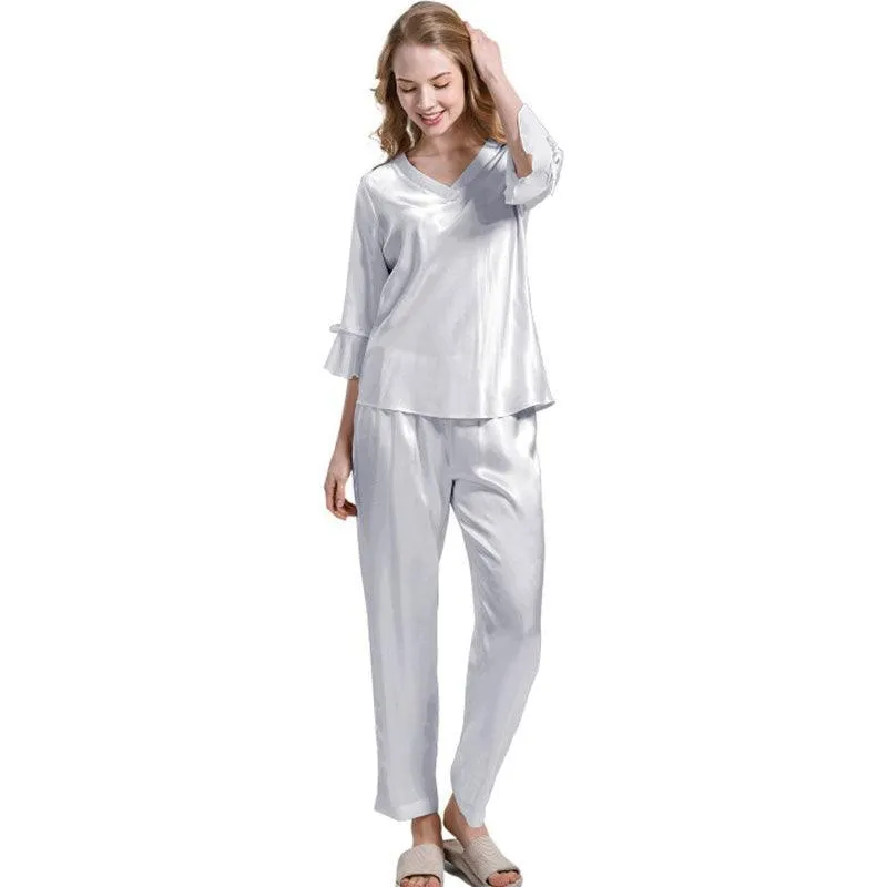 Women's 100% Silk Pajama Set Luxury Half-sleeved Silk Pajama Set For Women