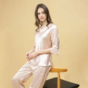 Women's 100% Silk Pajama Set Luxury Half-sleeved Silk Pajama Set For Women