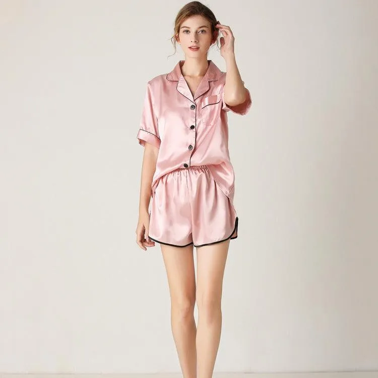 Women's Luxury Silk Sleepwear 100% Silk Short Pajamas Set