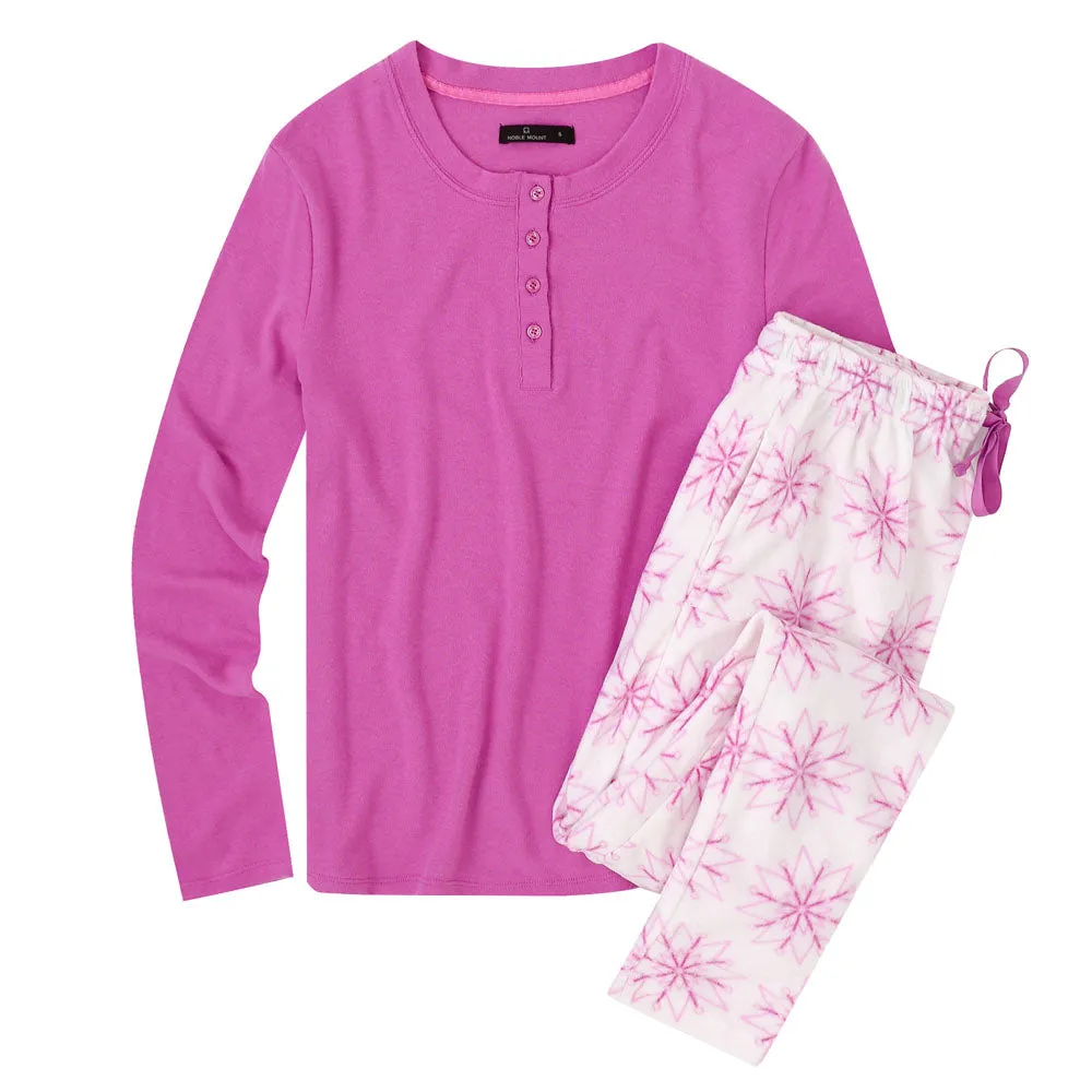 Womens Microfleece Lounge Set With Tapered Pants